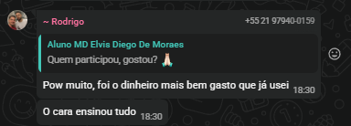 Depoimento de aluno