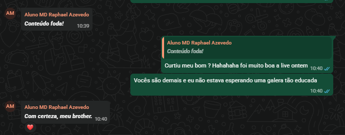 Depoimento de aluno